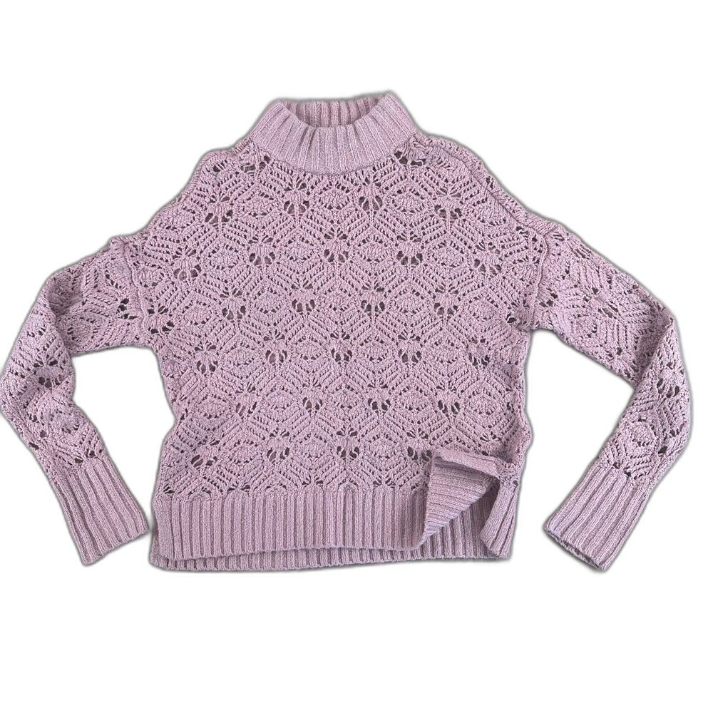 American Eagle Women's Medium M Blush Pink Woven Knitted Mock Neck Sweater